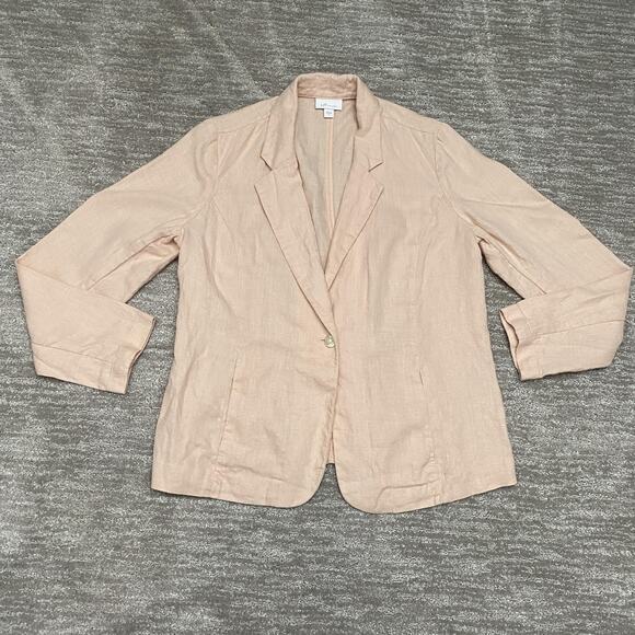 J. Jill Jackets & Blazers - J.Jill Love Linen Blazer Womens Small Pink 100% Linen One Button Lightweight